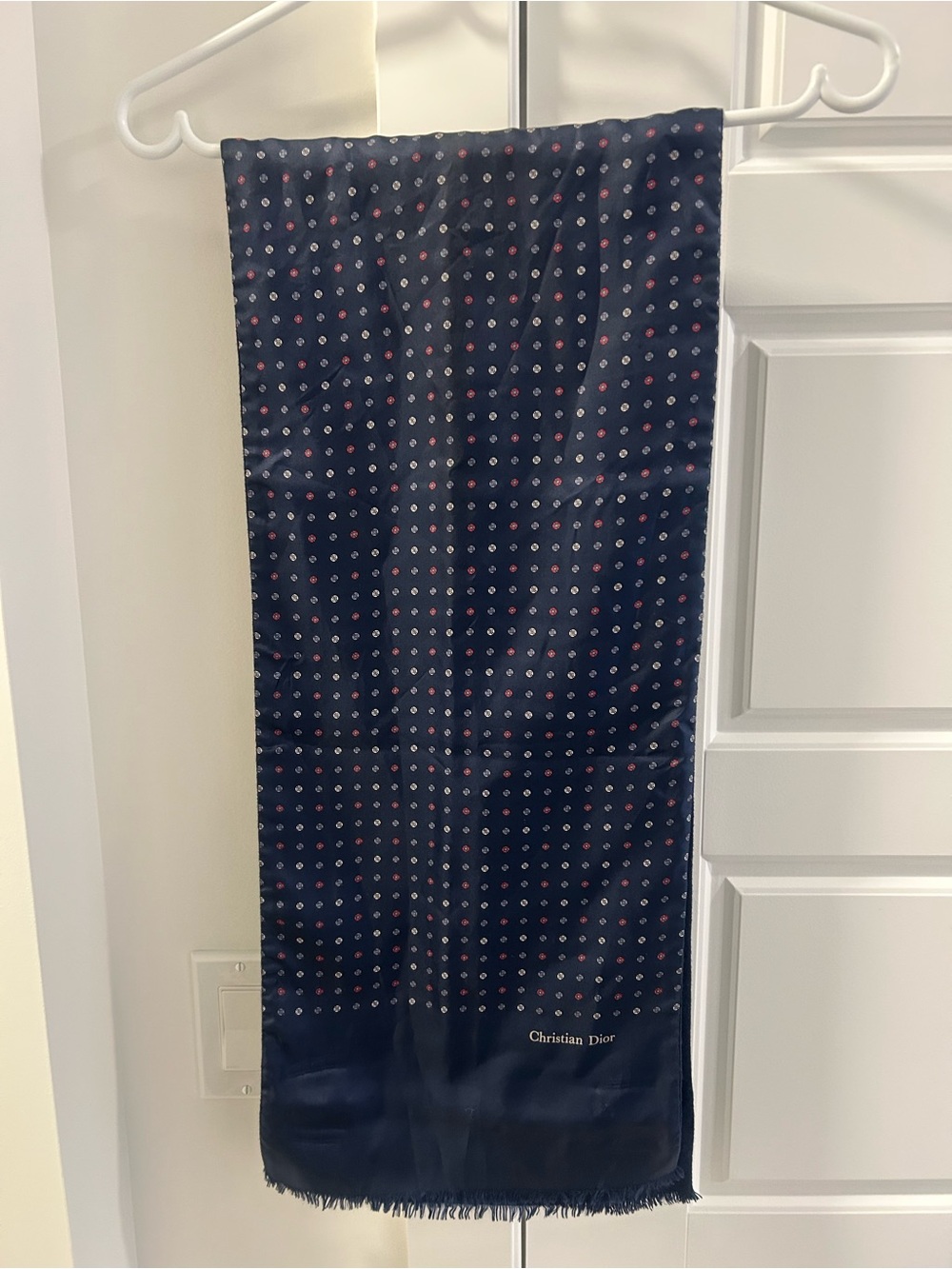 Vintage Dior Navy Patterned Scarf